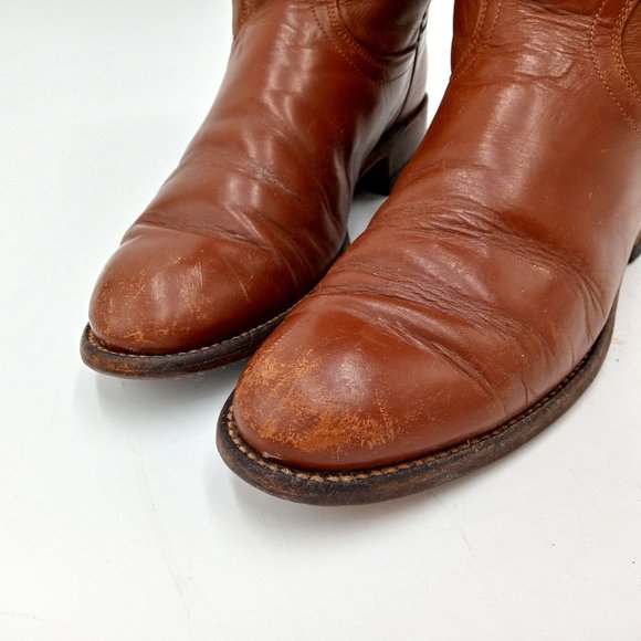 Justin Roper Cowboy Boots Womens 6 B Brown Leather Western Cowgirl Distressed - Picture 4 of 10